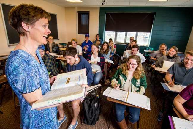 Professor teaching class