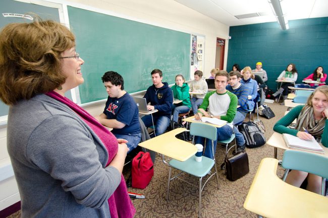 Dr. Boerio in front of class
